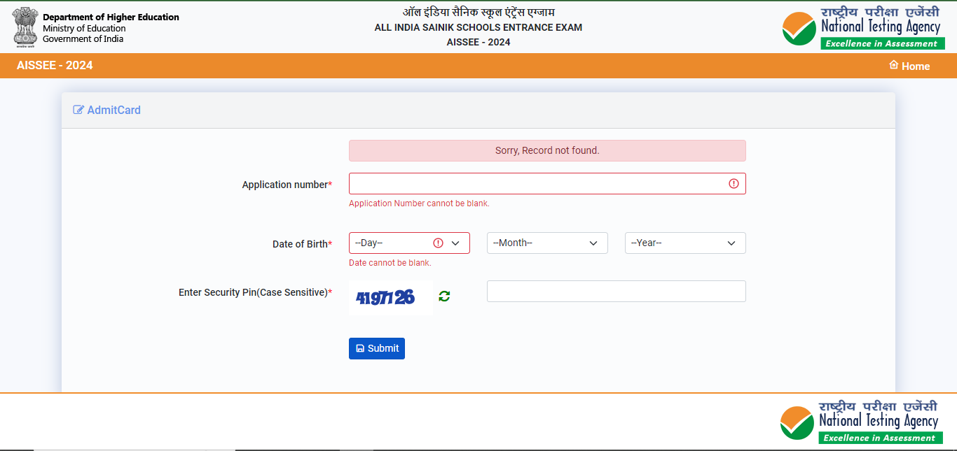 AISSEE 2024 Admit Card