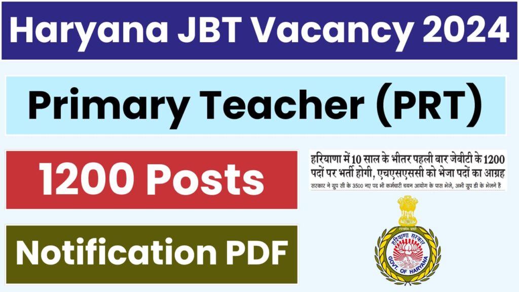 Haryana JBT Teacher Recruitment 2024