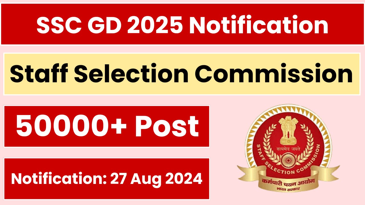 SSC GD Recruitment 2025 Notification Out on 27 Aug 2024 for Constable ...