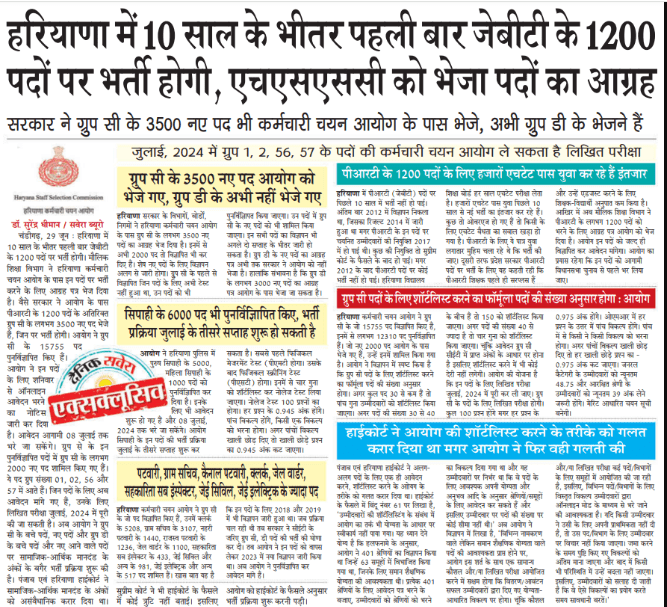 Haryana JBT Teacher Recruitment 2024