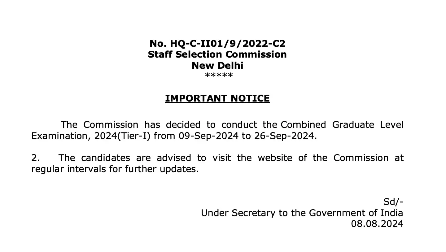 SSC CGL 2024 exam Date