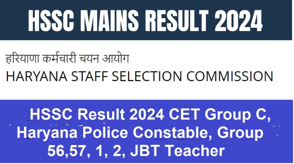 HSSC CET Result 2024 Group C, Haryana Police Constable, Group 56, 57, 1