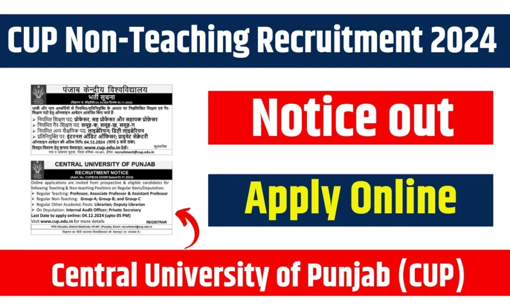 CUP Non-Teaching Recruitment 2024