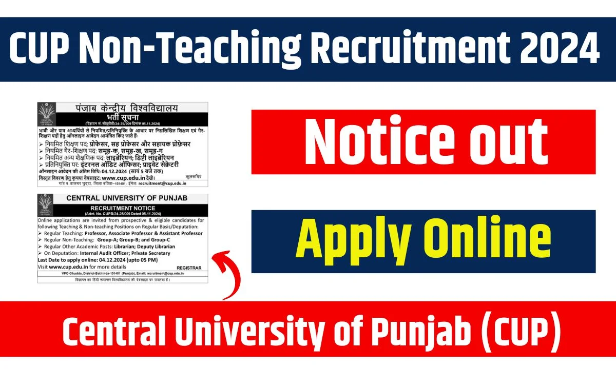 CUP Non-Teaching Recruitment 2024